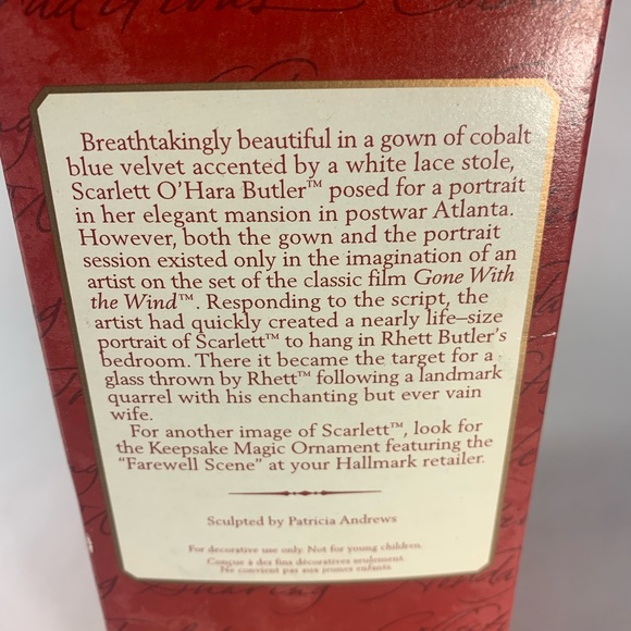 Hallmark Ornament, 2000 Portrait of Scarlett O’HaraGone with the Wind, Looks New - Picture 3 of 7